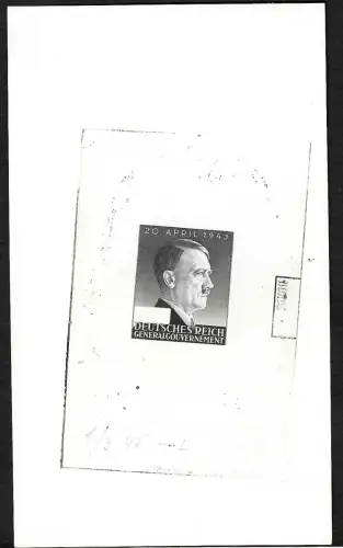 GG Generalgouvernement: Probedruck MiNr. 86 P3, ohne Gummi