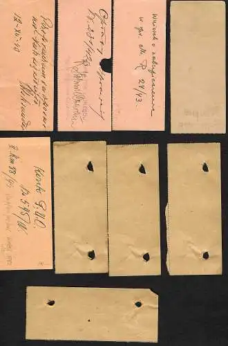 GG: 8x Abschnitte der Absender von Postanweisungen 1942/44