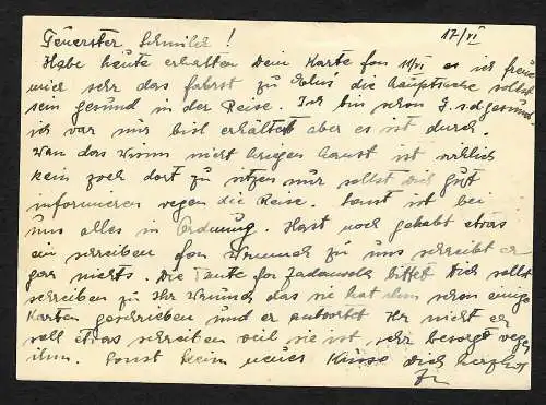 GG: Postkarte Einschreiben nach Ungarn, zurück ohne Absender zur Rückbriefstelle