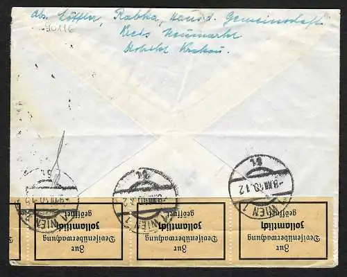 GG: Brief von Rabka nach Wien, rückseitig: Devisenüberwachung 1940