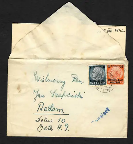 GG: Zensur innerhalb des GG: Tarnoberzeg nach Radom, 1940