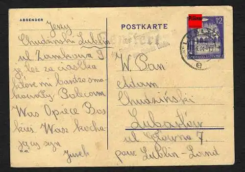 GG: Zensur innerhalb des GG: Lublin nach Lubartow: Kommandeur SD Zensur 1944