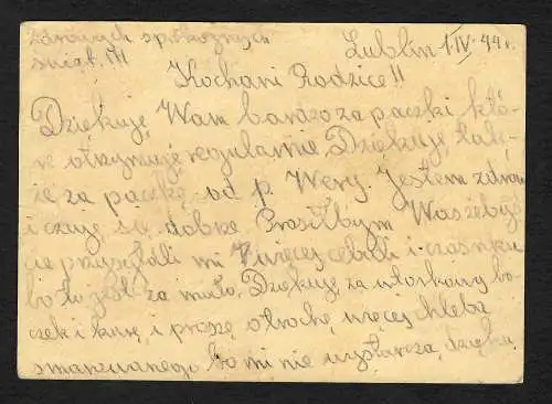 GG: Zensur innerhalb des GG: Lublin nach Lubartow: Kommandeur SD Zensur 1944