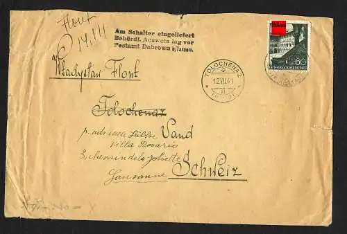 GG: Dabno nach Lausanne: Ausweis lag vor, 1941