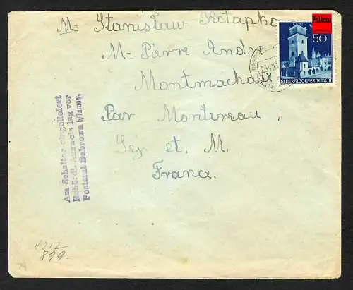 GG: Dabno nach Montmachaux, Zensur: Ausweis am Schalter vorgelegen, 1941