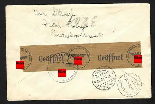 GG: Przemysl nach Rössli, Zivilpost CH Zensur: Eingeliefert am Schalter, 1941