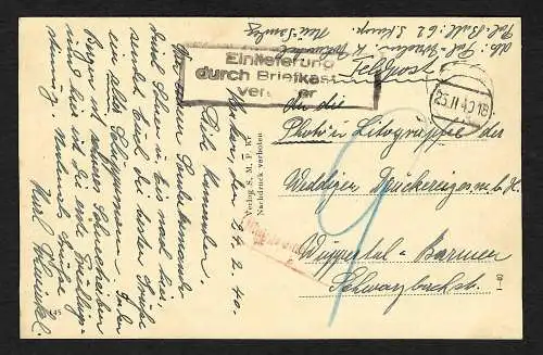 GG: Ansichtskarte Krakau als Feldpost nach Wuppertal - Nachgebühr 1940