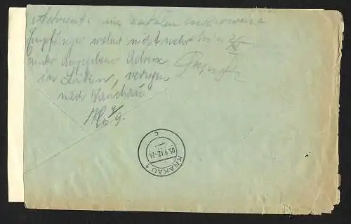 GG: Einschreiben aus Krakau nach Lublin 1942, Absender verzogen, zurück