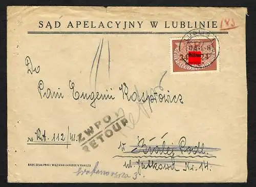 GG: Gericht Lublin - zurück mit vielen Vermerken. 1941