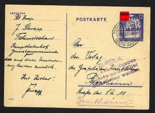 GG: Ganzsache von Tschenstochau nach Bentheim: Stempel: Auslandssendungen ...
