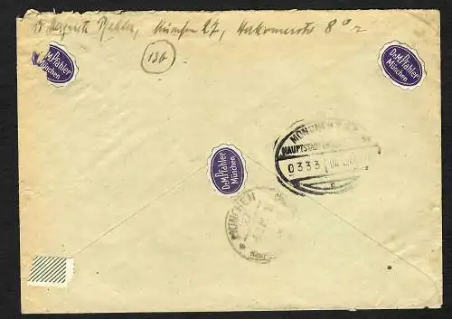 GG: Brief aus München mit B&M Frankatur nach Miechow, Einschreiben 8.1.45-zurück
