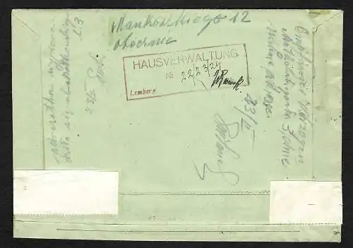 GG: Gerichtsbrief Lemberg 1943: Aufruf Erfolglos, mit Inhalt noch ungeöffnet