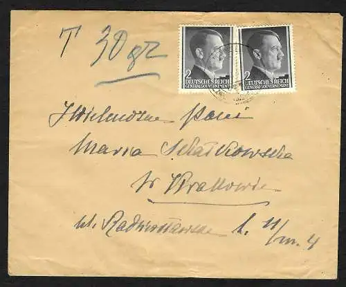 GG: Brief von Przemysl 1944: Nachgebühr