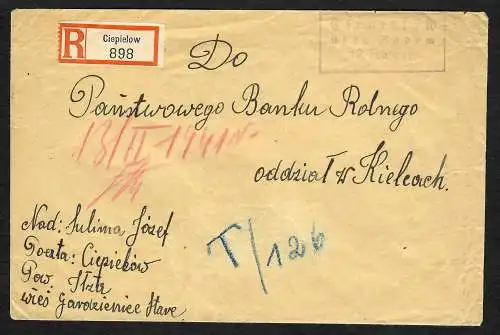 GG:Einschreiben Postagentur Ciepielow, unfrankiert: Nachgebühr
