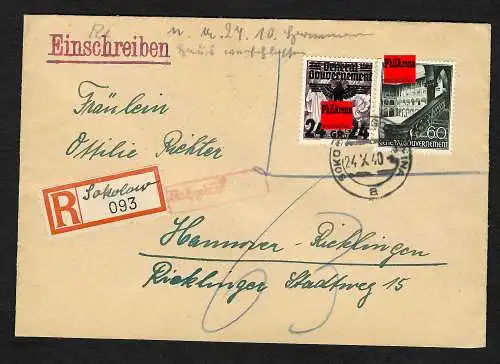 GG: Einschreiben Sokolow: liegt nicht im GG, benötigt DR Briefmarken: Nachgebühr