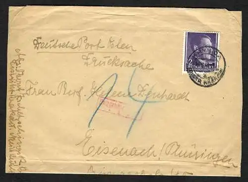 GG: Drucksache Krynica nach Eisenach 1942: Nachgebühr
