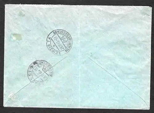 GG: Einschreiben Eilbote von Radom nach Leipzig, Nachporto 1942