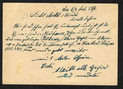 GG: DR Ganzsache 1944 von Krakau nach Dresden, Nachgebühr