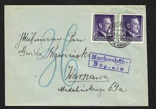 GG: Brief von Reichshof nach Warschau, Nachgebühr