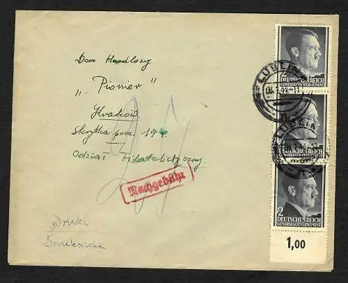 GG: Brief Lublin nach Krakau 1944, Nachgebühr