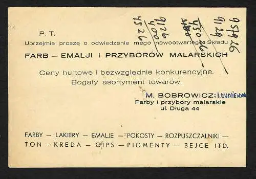 GG: Postkarte aus Warschau nach Radom, ohne Briefmarke, Nachgebühr 1942