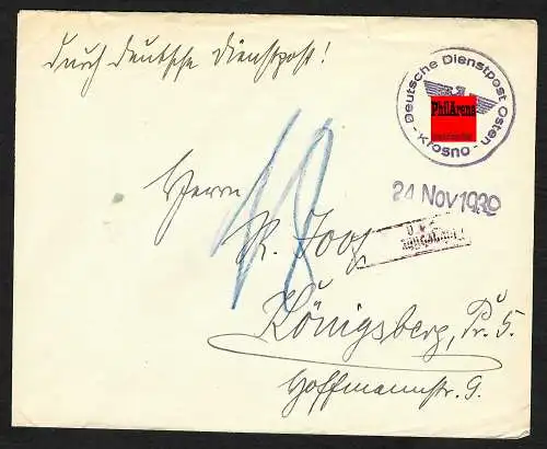 GG: 24.11.39 von Krosno nach Königsberg, Nachgebühr