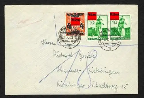 GG: Brief von Sokolow Gostynina nach Hannover, 1941, Nachgebühr