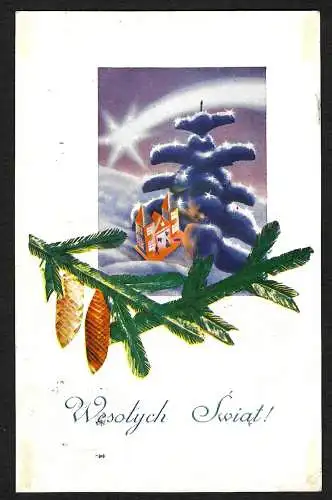 GG:Weihnachtskarte Krakau, Nachträglich entwertet 1942