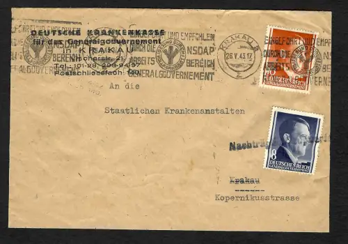 GG: Brief von Krakau nach Krakau, Teilweise Nachträglich Entwertet