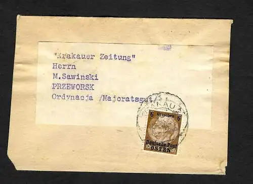 GG: Streifband der Krakauer Zeitung nach Przeworsk 1940