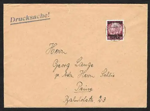 GG: Drucksache Brief über 100g, portogerecht vom 26.9.40 nach Peine