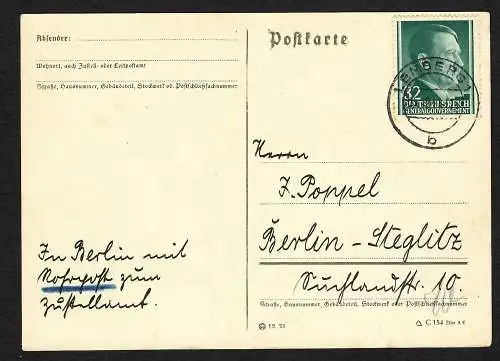 GG: Postkarte als Rohpost frankiert, Portogerechte 32 Gr, sehr selten