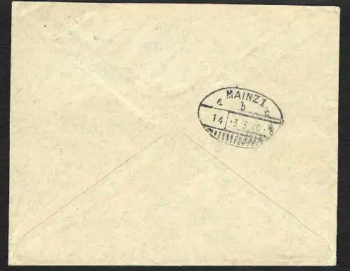 GG: Einschreiben Warschau nach Mainz, 1.3.40, portogerecht