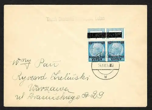GG: Portogerechte MeF vom 14.12.39 nach Warschau