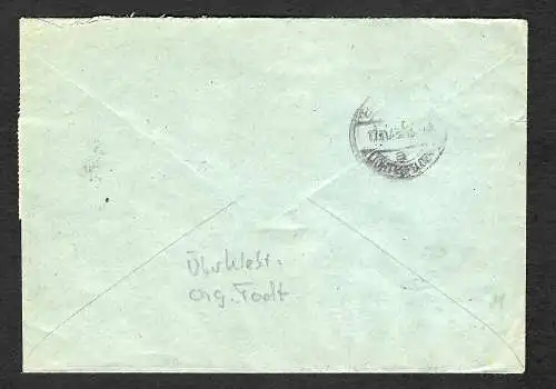 GG: Einschreiben Tomaszow Mazowiecke nach Berlin 1943, Aus dem Briefkasten