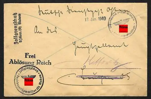 GG: Zollgrenzschutz Makow, Frei durch Ablösung Reich nach Kattowitz
