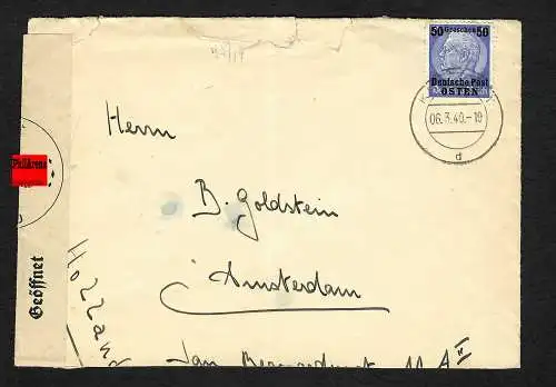 GG: Auslandsbrief 6.3.40 portogerecht nach Amsterdam
