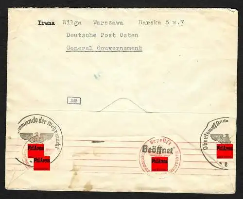 GG: Luftpost Warschau nach New York , portogerecht 1941