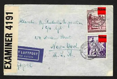 GG: Luftpost Warschau nach New York, portogerecht 1941