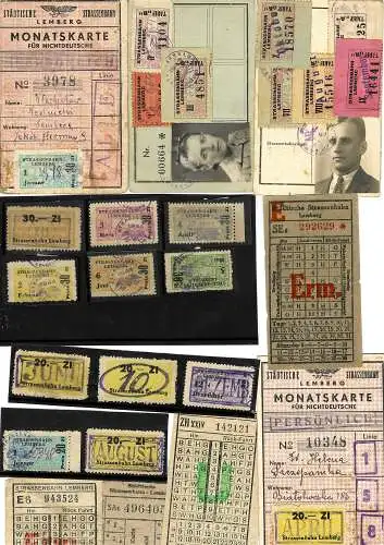 Generalgouvernement: Sammlung Ausweise, Dokumente, Tickets der Straßenbahnen