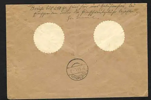 GG: Postsache Einschreiben Brzesko 1941, rückseitig Portosätze beschrieben