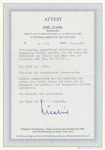 Generalgouvernement (GG) MiNr. 57 P3, BPP Attest