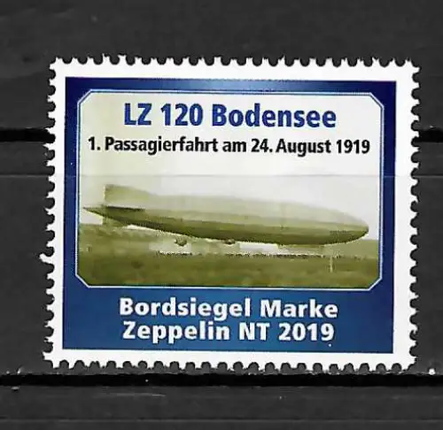 Bund 2019: Bordsiegelmarke LZ 120, 1. Passagierfahrt am Bodensee, **