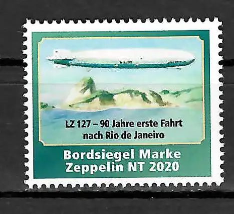 Bund 2020: Bordsiegelmarke LZ 127, 90 Jahre erste Fahrt nach Rio de Janeiro, **