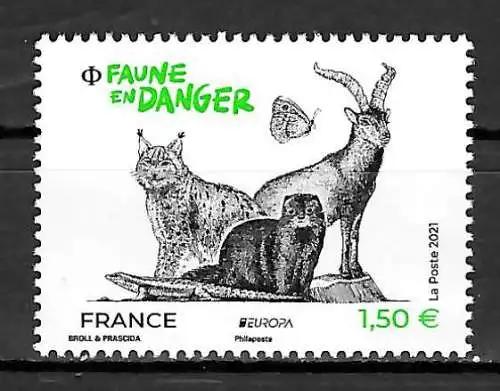 Frankreich 2021: Europa: Gefährdete Tierwelt, Faune en Danger, **