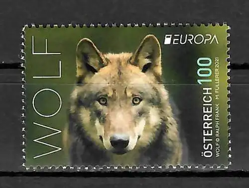 Österreich 2021: Europa: Gefährdete Tierwelt, Wolf, **