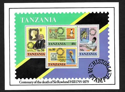 Tansania: Centenary or the death of Sir Rowland Hill, London 1980, , #145-148,**