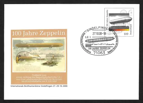 Bund 2000: Briefmarkenmesse Sindelfingen, 100 Jahre Zeppelin