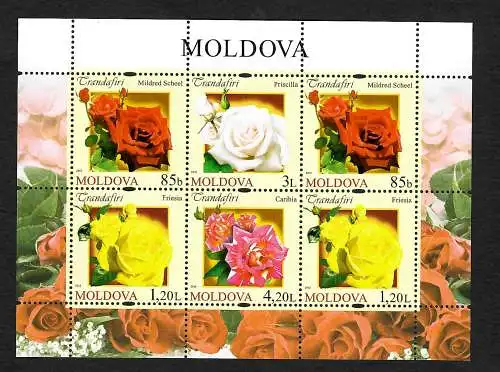 Moldavien 2012: Block 2, Blumen: Rosenzüchtungen, postfrisch