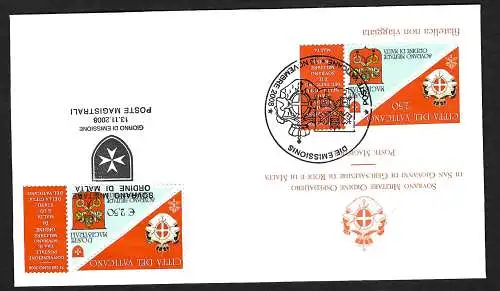 Vatikan 2008: Gemeinschaftsausgabe mit Malta, Postvertrag, FDC